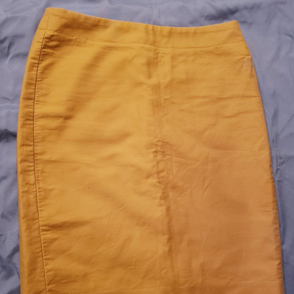 J crew No. 2 yellow pencil skirt knee length NWOT